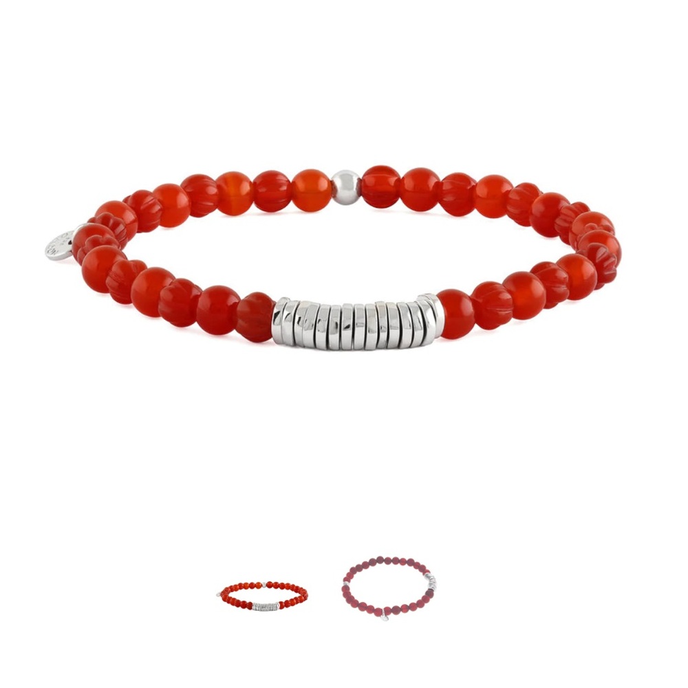 Tateossian Classic Discs Beaded Bracelet with Carnelian and Sterling Silver